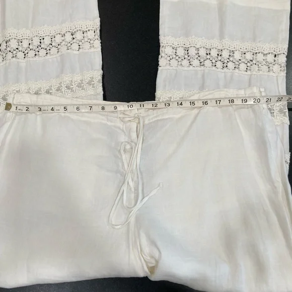 Johnny Was Ivory Lace & Crochet Trimmed Women's Pants - Picture 6 of 15